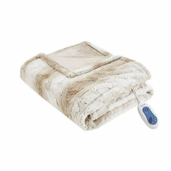 Beautyrest 50 x 70 in. Zuri Oversized Faux Fur Heated Throw, Sand BR54-0860